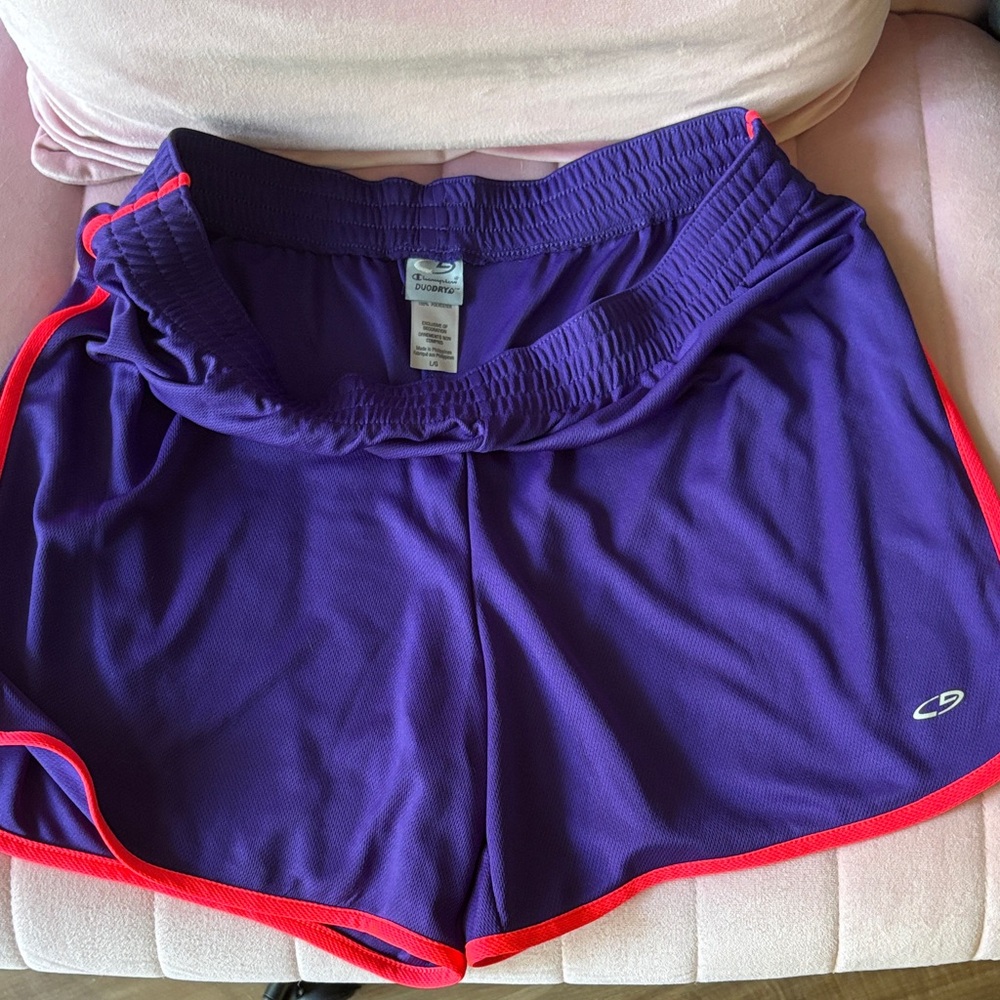 Champion Purple Athletic Shorts with Red Trim